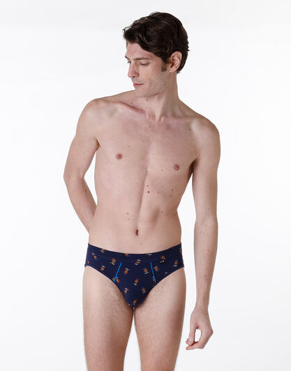 Slip Casual Stretch Cotton, blu con stampa cocco, , LOVABLE