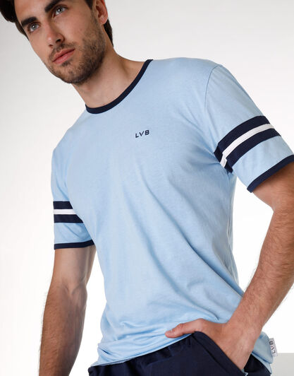 Pigiama con maniche corte uomo in 100% cotone, azzurro polvere, , LOVABLE