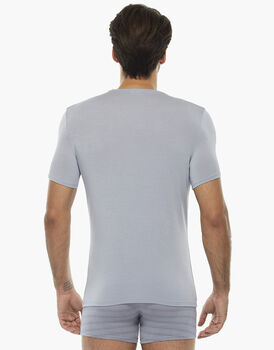 T-shirt uomo con scollo a v in micromodal, grigio chiaro, , LOVABLE