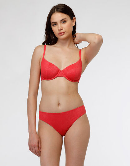 Costume reggiseno con ferretto in microfibra Plain Lurex, corallo, , LOVABLE