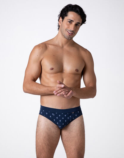 Slip Printed Stretch Cotton, blu stampa cachemire, , LOVABLE
