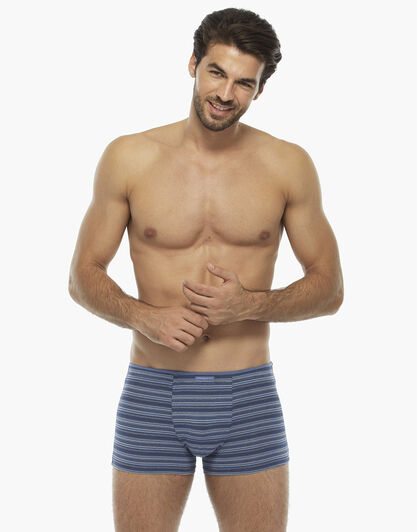 Boxer blu polvere rigato in cotone modal , , LOVABLE