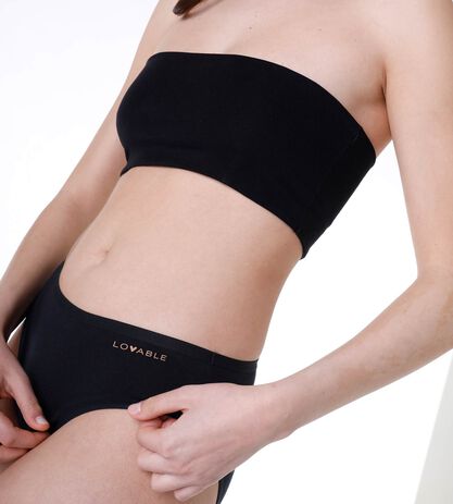Slip assorbente lavabile in cotone elasticizzato, nero,  Slip assorbente lavabile in cotone elasticizzato, nero, , LOVABLE