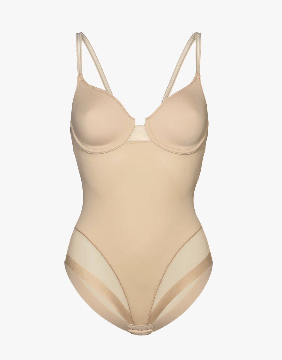 Body contenitivo con ferretto in microfibra e tulle Millenium Equilibre skin