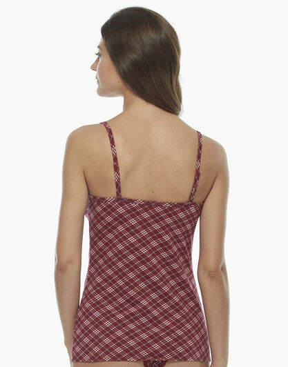Top stampa tartan in cotone elasticizzato, , LOVABLE