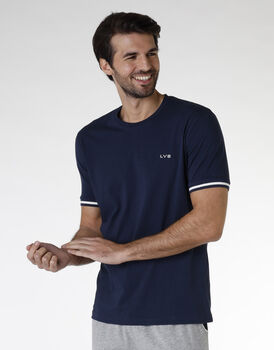 T-shirt del pigiama uomo Mix & Match 100% cotone jersey, blu, , LOVABLE