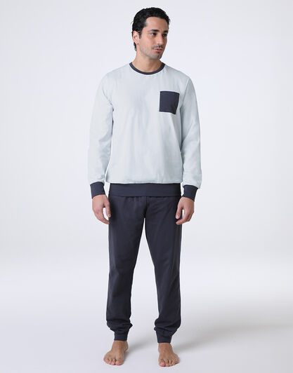 Pigiama Lungo Girocollo in Jersey, azzurro chiaro, , LOVABLE