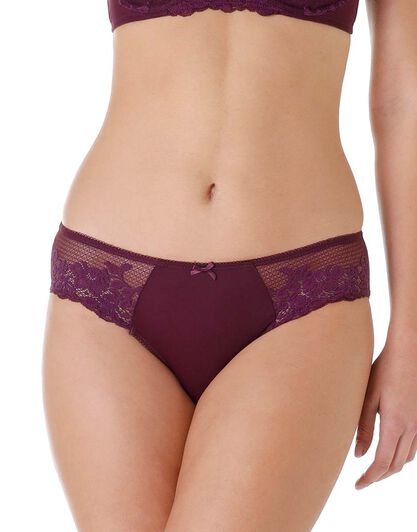 Slip in microfibra e pizzo posh lace, bordeaux, , LOVABLE