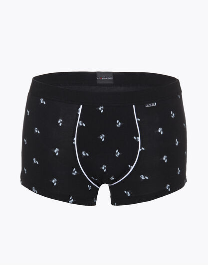 Short boxer nero stampa bulldog, in cotone elasticizzato , , LOVABLE