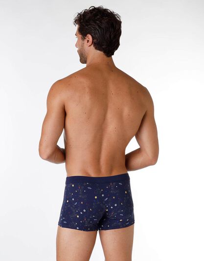 Boxer uomo in cotone elasticizzato, blu navy con stampa, , LOVABLE