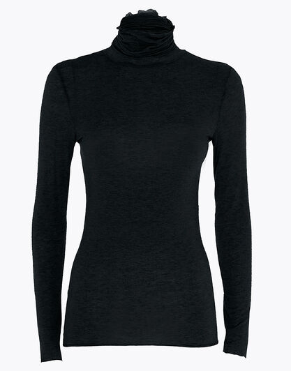 Maglia a collo alto e manica lunga in modal e cashmere, nero, , LOVABLE