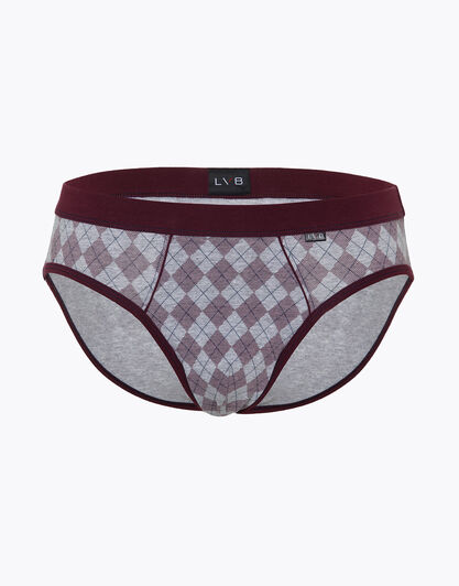Slip in cotone elasticizzato, stampe quadri bordeaux, , LOVABLE