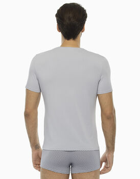 T-shirt manica corta grigio ghiaccio in cotone modal, scollo a V  , , LOVABLE