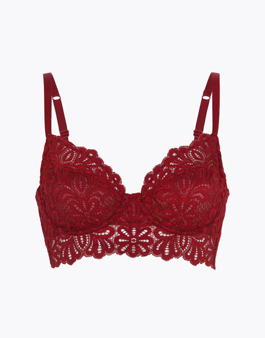 Reggiseno con ferretto in pizzo elastico, bordeaux