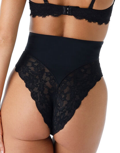 Guaina Perizoma Smooth Femininity in microfibra e pizzo, nero, , LOVABLE