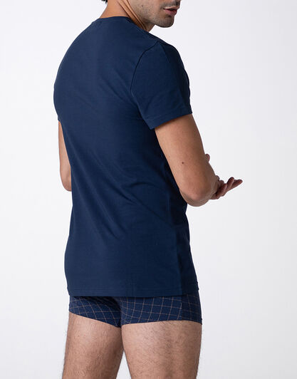 T-Shirt Girocollo Casual Stretch Cotton, blu navy, , LOVABLE