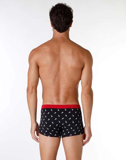 Boxer uomo in cotone elasticizzato, rosso e nero con stampa, , LOVABLE