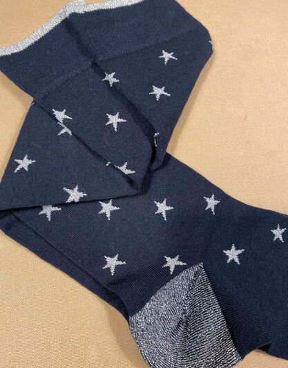 Calza lunga Fancy Allover, blu con stelline argento, , LOVABLE