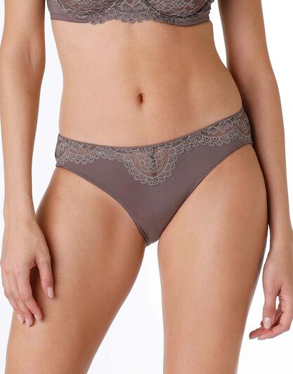 Slip Stylish Lace in pizzo elastic e microfibra, marrone visone, , LOVABLE