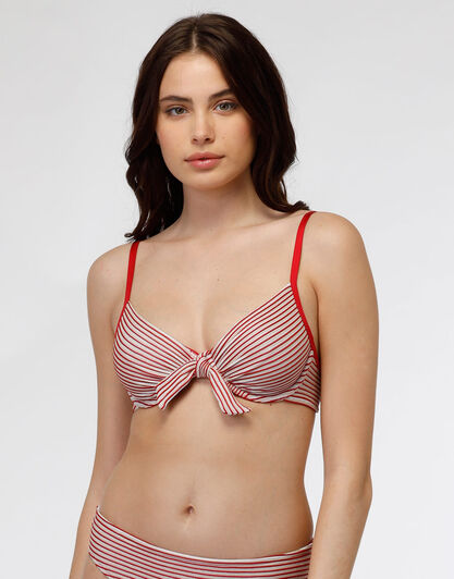 Costume reggiseno con ferretto e fioco Refined Jaquard, righe rosse, , LOVABLE