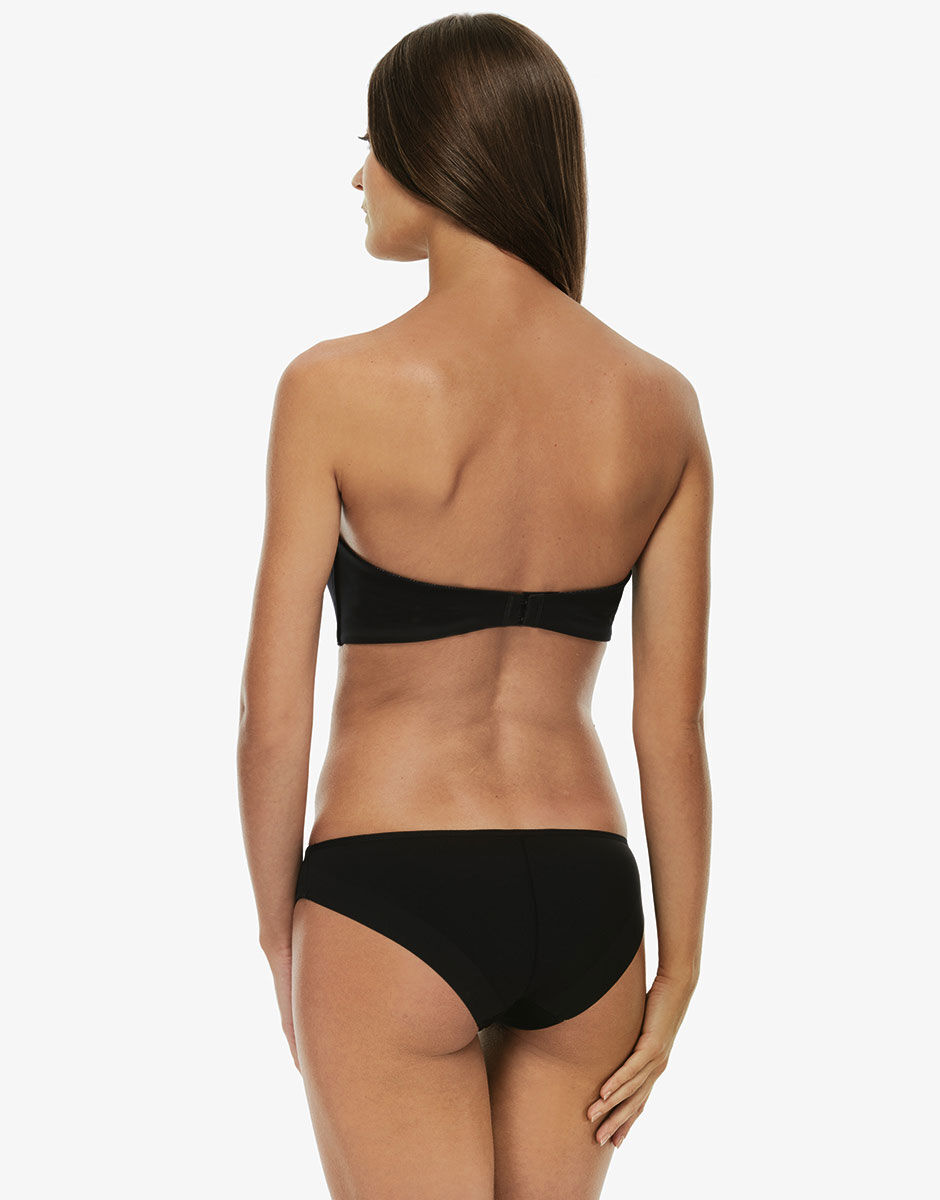 Reggiseno a balconcino senza spalline Celebrity Secret nero in microfibra scollo profondo. Massima invisibilita