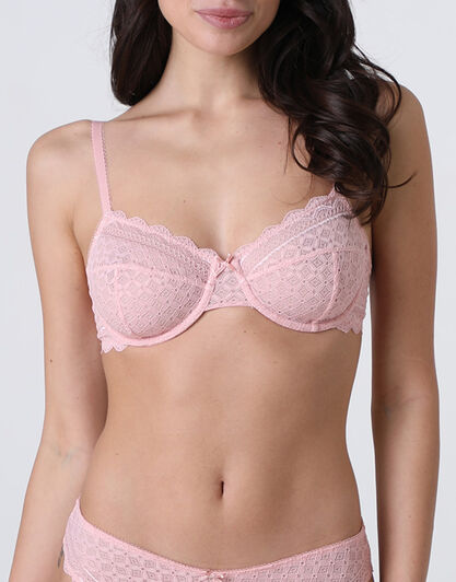 Reggiseno con Ferretto Graphic Lace in pizzo, rosa vintage, , LOVABLE