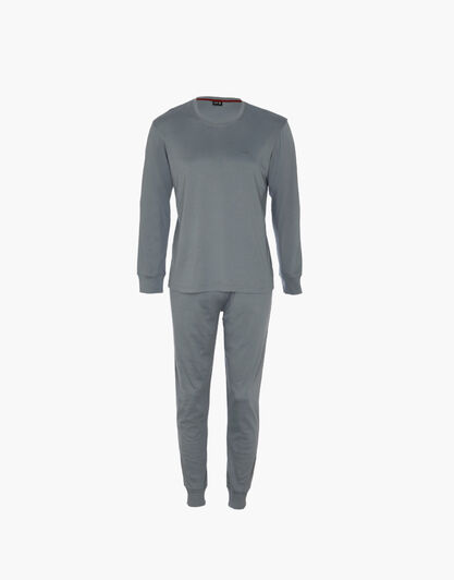 Pigiama Lungo Girocollo in Interlock, grigio azzurro, , LOVABLE