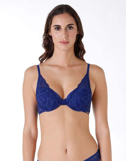 Reggiseno push-up Trendy Floral in pizzo e tulle, blu elettrico, , LOVABLE