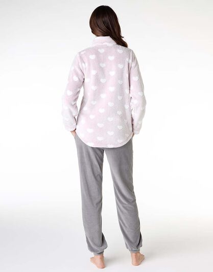 Homewear donna in pelliccia jaquard e micropile, rosa, , LOVABLE