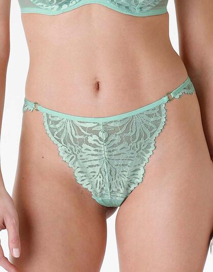 La Senza - Perizoma Eden lace in pizzo e microfibra, verde chiaro, , LOVABLE
