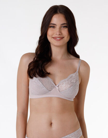 Reggiseno senza ferretto Sophisticated Lace in pizzo e tulle, grigio lillato, , LOVABLE