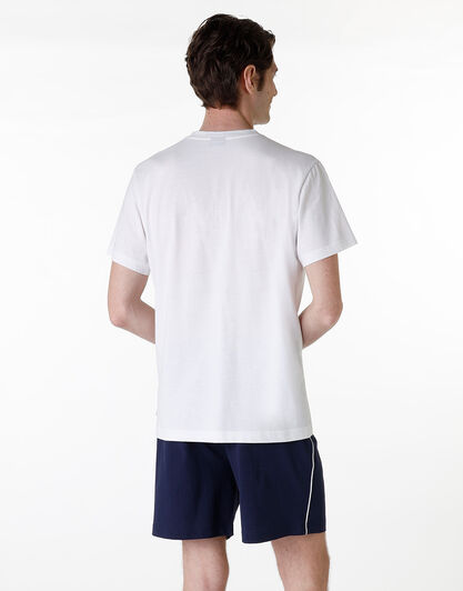 Pigiama corto scollo a V in jersey, bianco e blu navy, , LOVABLE
