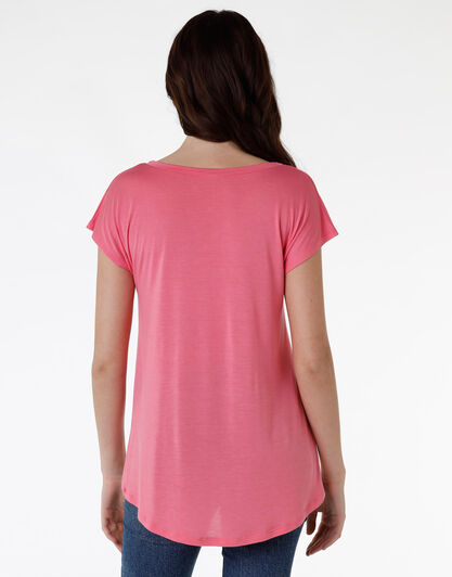 Maglia maniche corte Basic Soul in modal, corallo, , LOVABLE