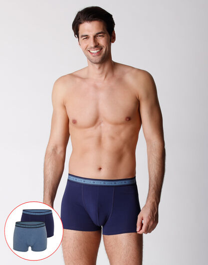 Boxer bipack uomo in cotone biologico, blu melange, , LOVABLE