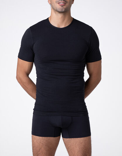 T-shirt girocollo Warm Sensation in Stretch Cotton, nero,  T-shirt girocollo Warm Sensation in Stretch Cotton, nero, , LOVABLE