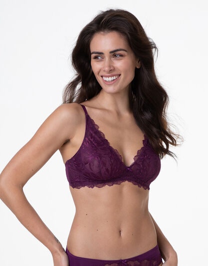 Reggiseno Vela senza Ferretto Graceful Lace in pizzo e tulle, vinaccia, , LOVABLE