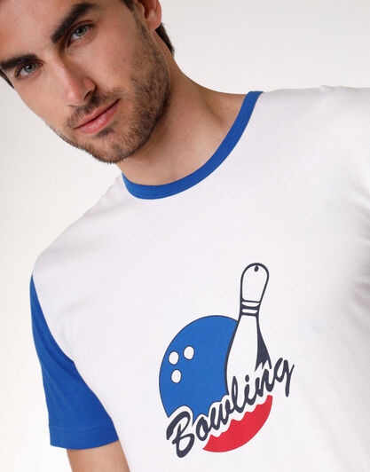 Pigiama corto uomo in 100% cotone, bianco e blu, , LOVABLE