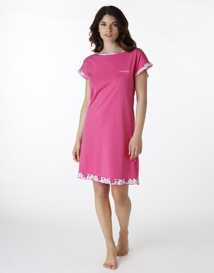 Camicia da notte manica corta in jersey, fucsia, , LOVABLE