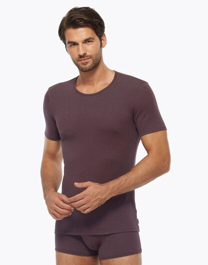 Girocollo in cotone modal piquet, bordeaux, , LOVABLE