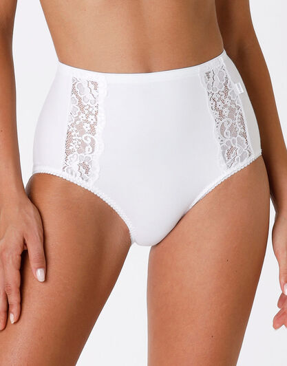 Slip maxi lovely charme, bianco in cotone elasticizzato con pizzo,  Slip maxi lovely charme, bianco in cotone elasticizzato con pizzo, , LOVABLE