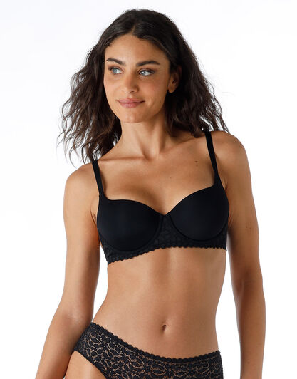 Reggiseno imbottito con ferretto Value Elegance in microfibra e pizzo, nero, , LOVABLE