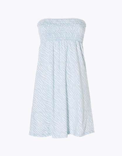 Mini abito a fascia in jersey di cotone, stampa animalier azzurro, , LOVABLE