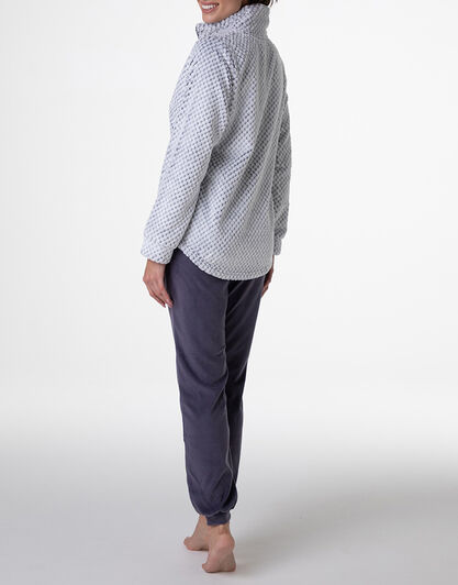 Homewear Aperto in Pelliccetta jacquard e Micropile, grigio, , LOVABLE