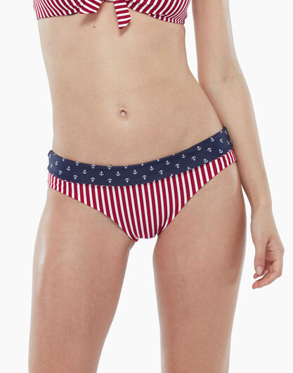 Slip vita alta risvoltabile, in microfibra, righe rosse, , LOVABLE