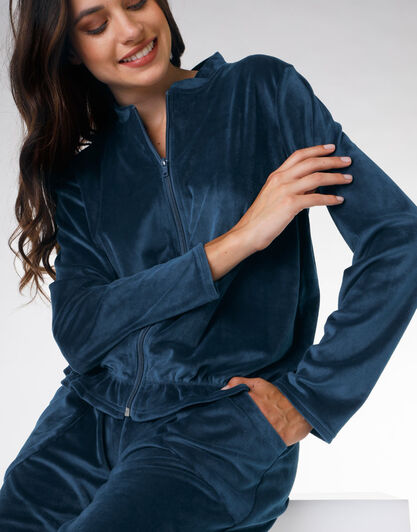 Homewear donna lungo in ciniglia, ottanio, , LOVABLE