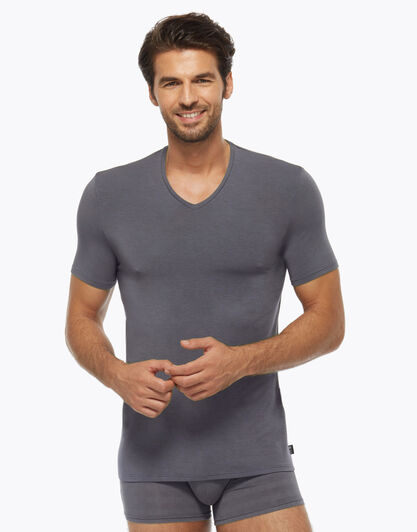 T-shirt Scollo a V in micromodal, grigio scuro, , LOVABLE