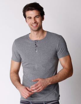 T-shirt in cotone elasticizzato, grigio melange, , LOVABLE