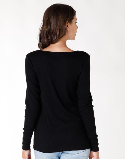 Maglia donna a maniche lunghe e scollo barchetta Basic Warm, nero, , LOVABLE