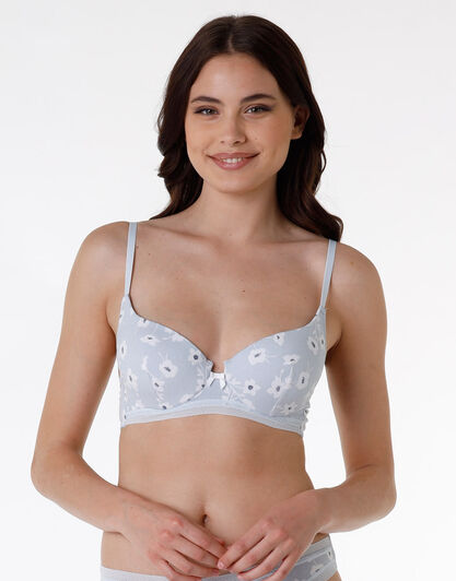 Reggiseno imbottito in cotone elasticizzato Comfy Style, azzurro, , LOVABLE