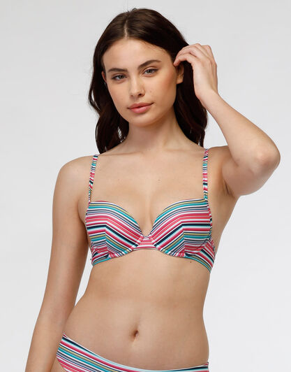 Costume reggiseno imbottito con nylon riciclato, righe multicolore, , LOVABLE